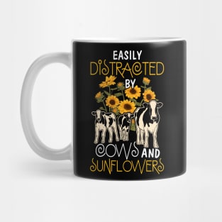 Animal Sunshine Easily Distracted By Sunflowers And Cows Mug